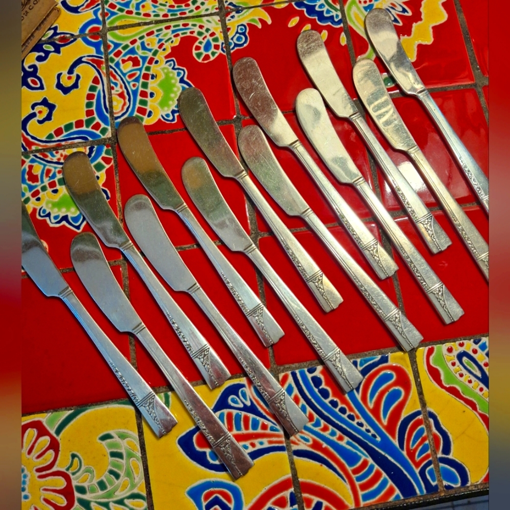 "Caprice" Silverplate Individual Butter Knives 13 Art Deco 1937 Nobility Plate